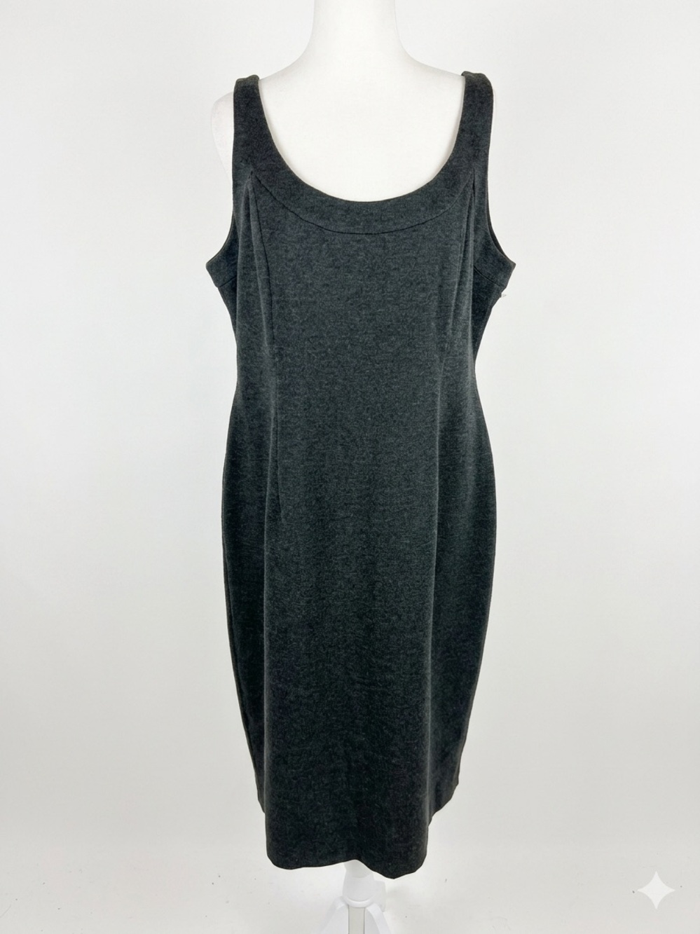 Eileen Fisher Italian Viscose Silk Lined Sheath Dress Charcoal Grey L